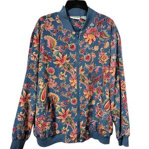 Vintage Alfred Dunner Zip Front Jacket Floral Paisley Women's Size 14 Pockets